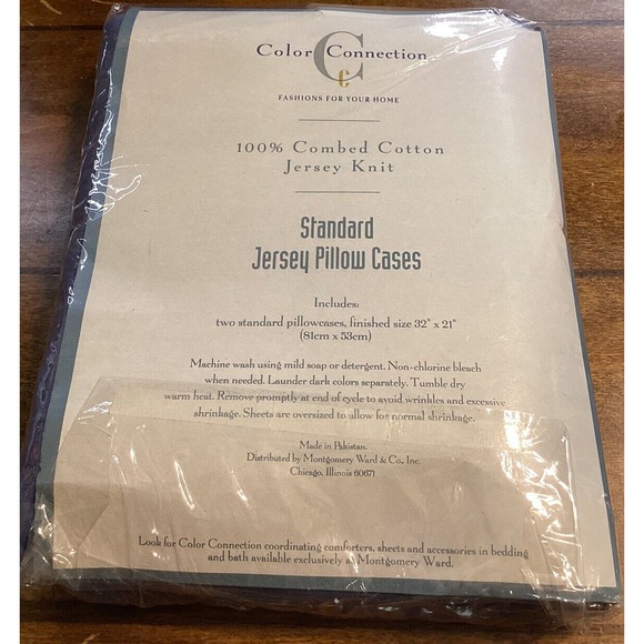 Vintage Standard Size Montgomery Ward Pillowcases connection Blue No Iron - Picture 3 of 4